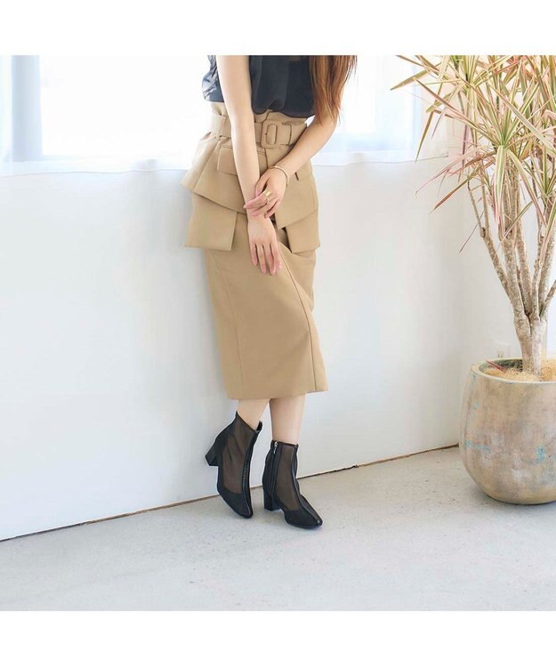 MODE ET JACOMO <noyau>ブロックヒールチュールブーツ ブラック