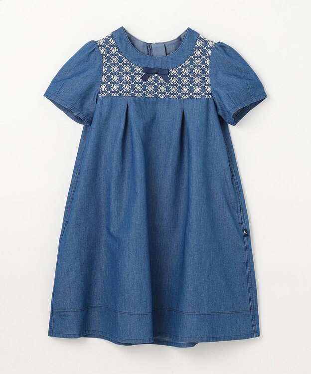 組曲 KIDS 【150-160㎝】レースコンビデニムワンピース ブルー