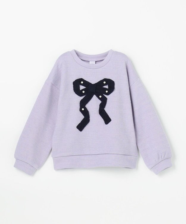 ANY KIDS リボン ニットソー トレーナー ラベンダー