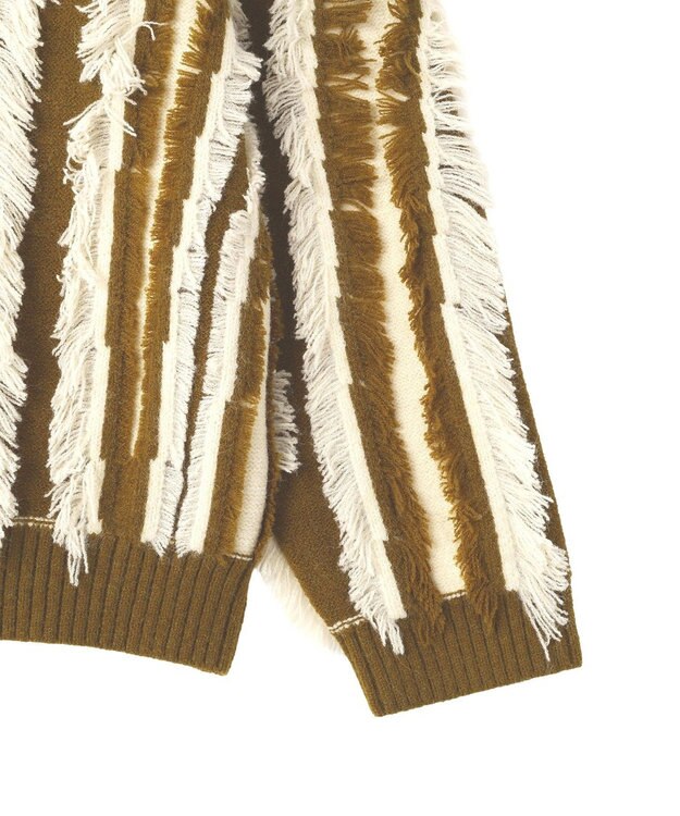 CRAFT STANDARD BOUTIQUE バイカラーフリンジニットプルオーバー Khaki