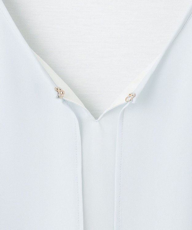 自由区 【XSサイズ～/洗える】ロイヤルシフォン ラッフルブラウス スカイブルー系