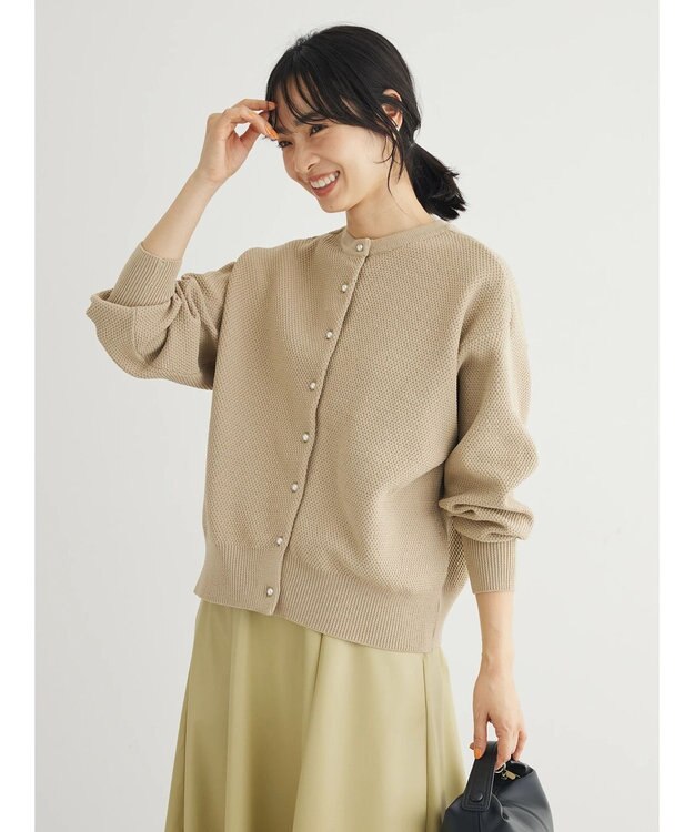 Green Parks ２ｗａｙ　パール釦ニットプルオーバー Beige