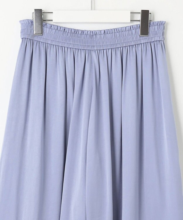 自由区 【ウエストゴム・長さ調整可・洗える・XSサイズあり】ビンテージサテン ガウチョパンツ ダルブルー系