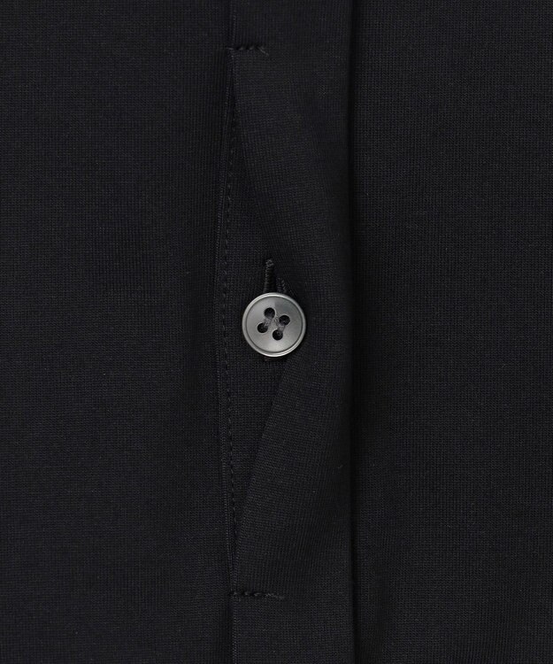 ICB L 【洗える】 ブラウスライクジャージー ロングシャツ ブラック系