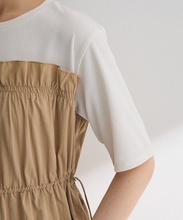 Green Parks ラメリブペプラムドッキングワンピース Beige