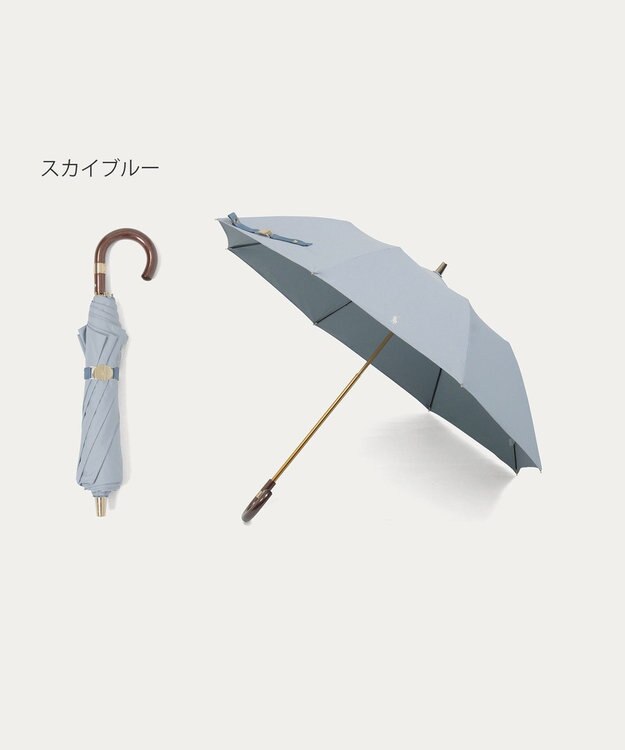 MOONBAT POLO RALPH LAUREN（ポロ ラルフローレン）晴雨兼用日傘 ワンポイント ポロポニー 無地  折りたたみ傘 楽折 遮光 遮熱 UV スカイブルー