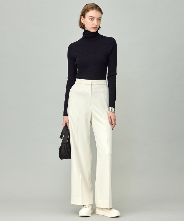 ICB 【洗える】 トリアセボディシェルピーチ ワイドパンツ オフホワイト系