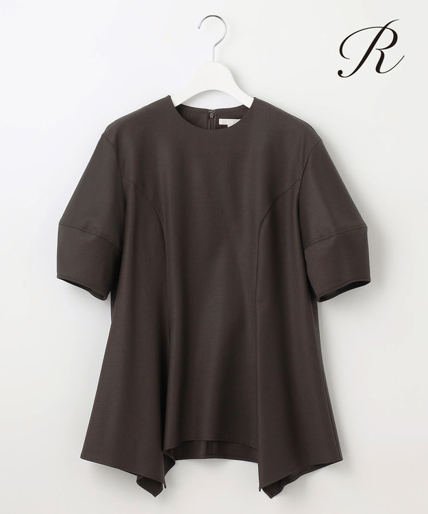 23区 L 【R(アール)】ウールトロストレッチ ランタンスリーブブラウス ダークブラウン系