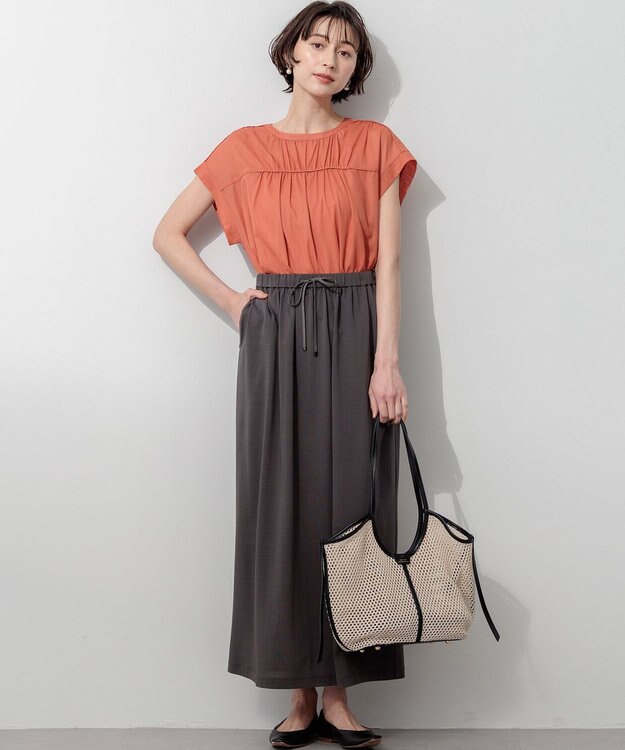 23区 【先行予約】メッシュコンビ ポーチ付き トートバッグ ベージュ×ブラック