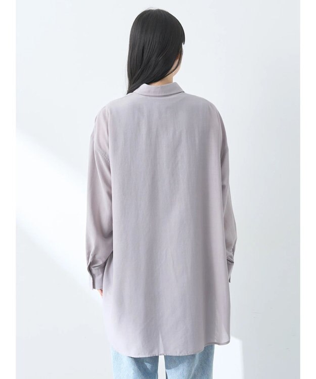 earth music&ecology ウ゛ィンテージボタンフロントポケットシャツ Light Gray