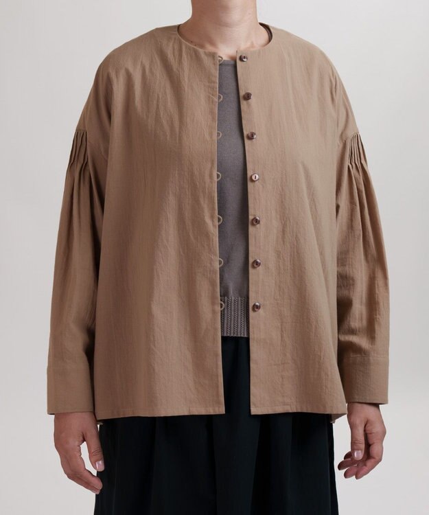 muuc コットンローン長袖ブラウス ブラウン