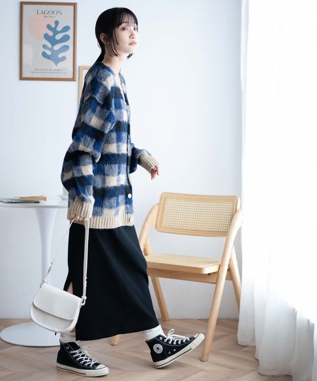 WEGO モヘアライク総柄BIGカーディガン 柄2