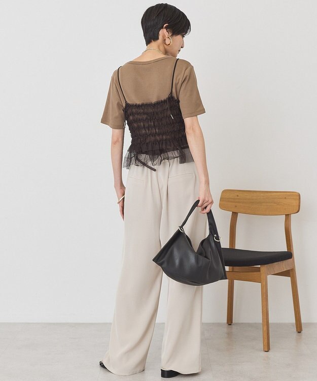 AMERICAN HOLIC 【2点セット】半袖Tシャツ＋チュールビスチェ Off White