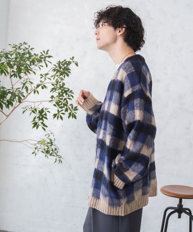 WEGO モヘアライク総柄BIGカーディガン 柄2