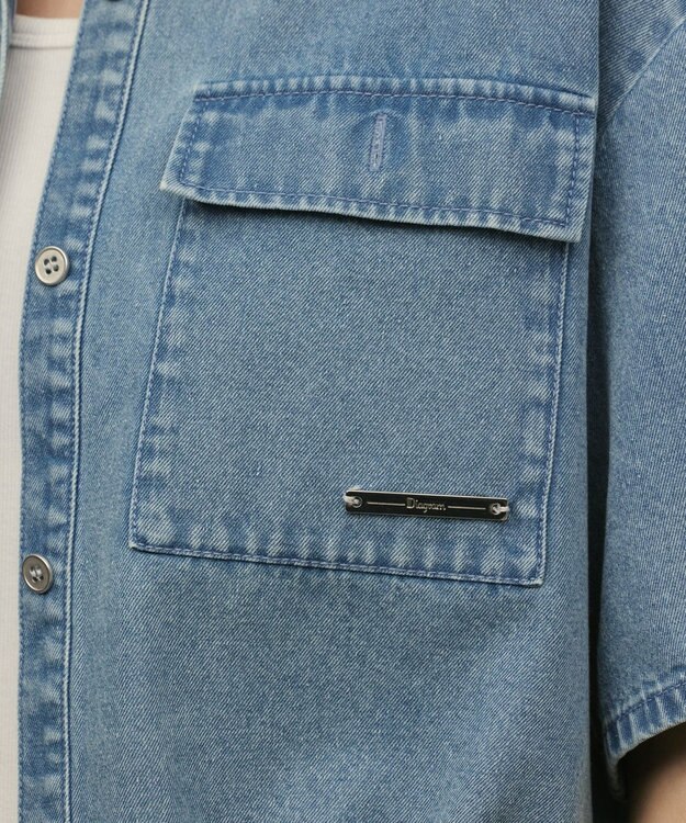 GRACE CONTINENTAL ハーフスリーブデニムシャツ ブルー