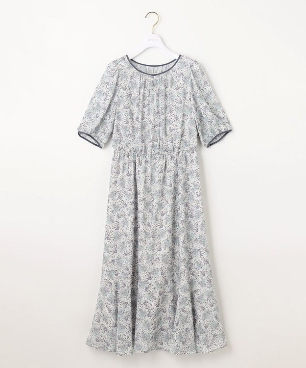 ANY SIS 【洗える】リーフMIXプリント ワンピース モノトーン系