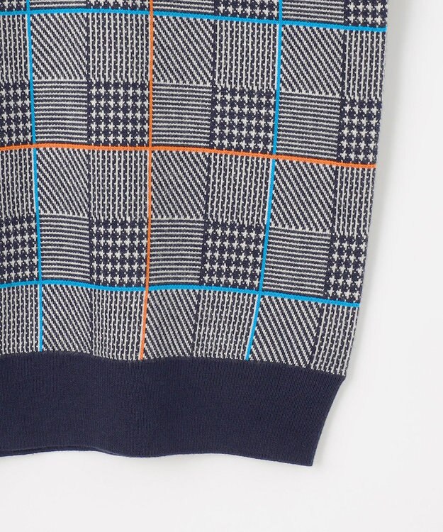 23区GOLF 【MEN】チェックジャガード　クルーネック  ニット ネイビー系3