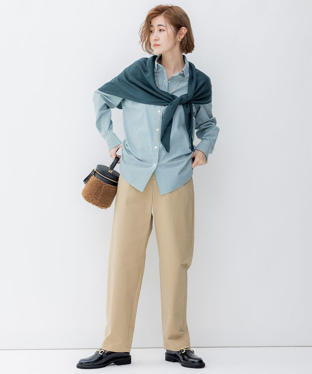 23区 ウーステッドウール トライアングル ストール ダークグリーン系