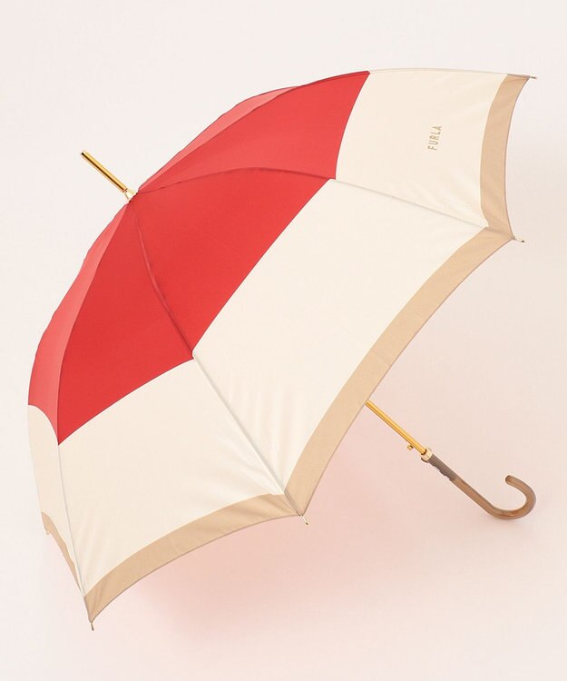 MOONBAT 【耐風】FURLA 長傘 カラーボーダー 日本製 レッド