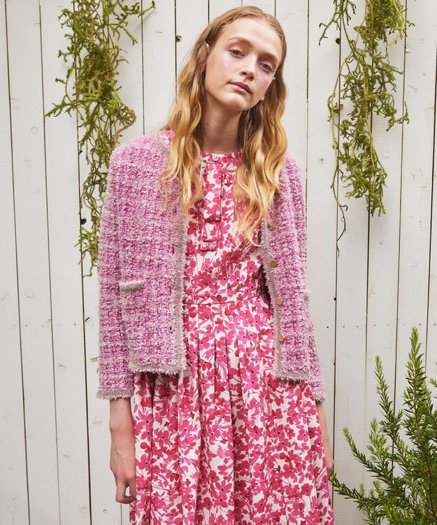 TOCCA 【洗える】THOUSAND WAVE ニットジャケット ピンク系