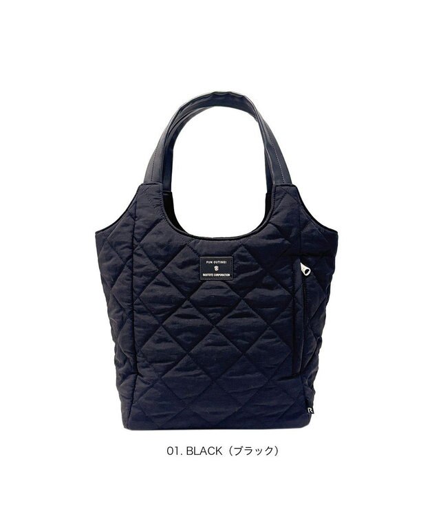 ROOTOTE 3674【仕切り+自立+撥水】LT.ラウンド.パルーティ.キルト-D 01：ブラック