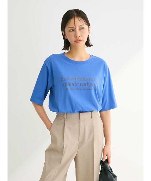 Green Parks ５分袖フロッキーロゴプリントＴＥＥ Blue