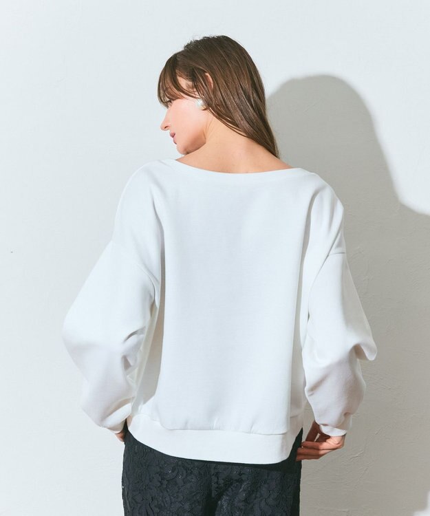GRACE CONTINENTAL モチーフ刺繍スウェットトップ ホワイト