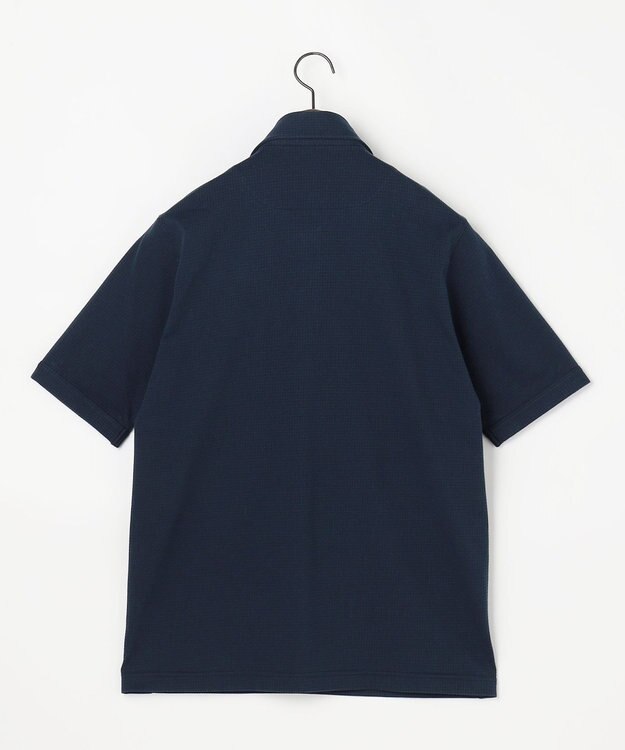 JOSEPH ABBOUD 【オーガニックコットン使用・JAPANファブリック】ミニ千鳥サッカー ポロシャツ ネイビー系