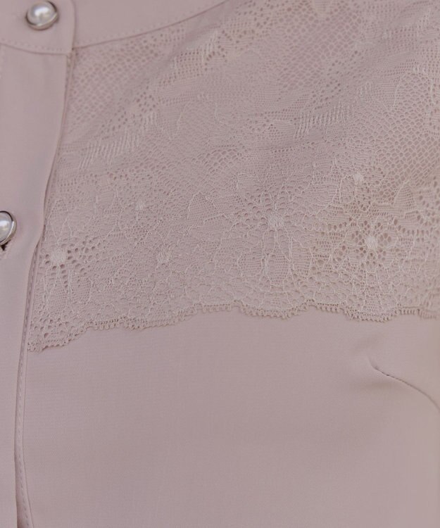 Tiaclasse L 【洗える】フレンチスリーブレースブラウス グレージュ