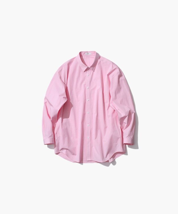 ATON SHRINK BROAD | オーバーサイズシャツ - UNISEX PINK STRIPE