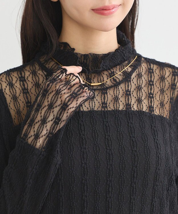 earth music&ecology あったかレースプルオーバー Black