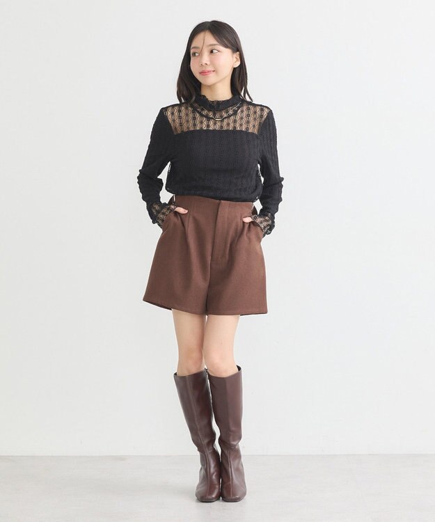 earth music&ecology あったかレースプルオーバー Black