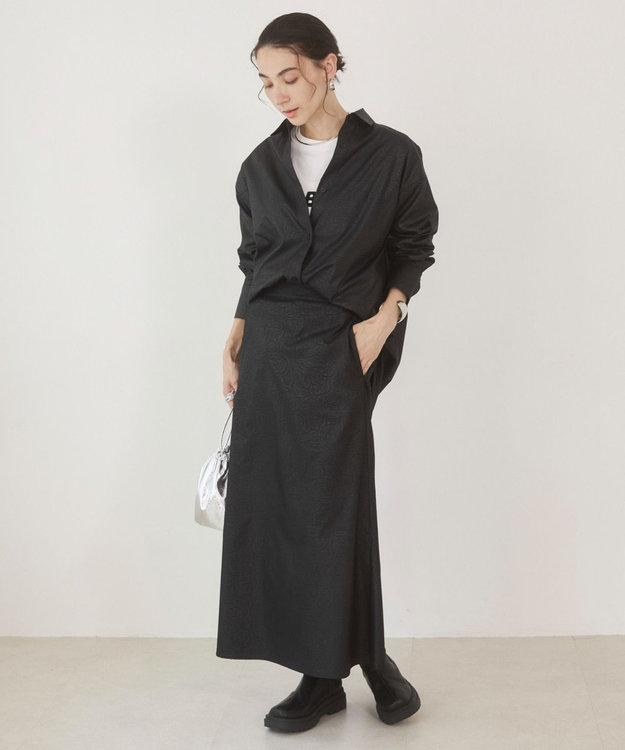 WEGO 【ANGIE VINTAGE】レザーライクシャツ＆スカートセットアップ ブラック