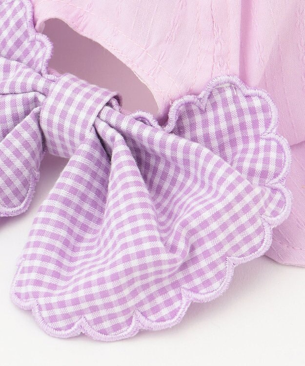 ANY KIDS リボン タレツキ キャップ ラベンダー×ギンガムチェック