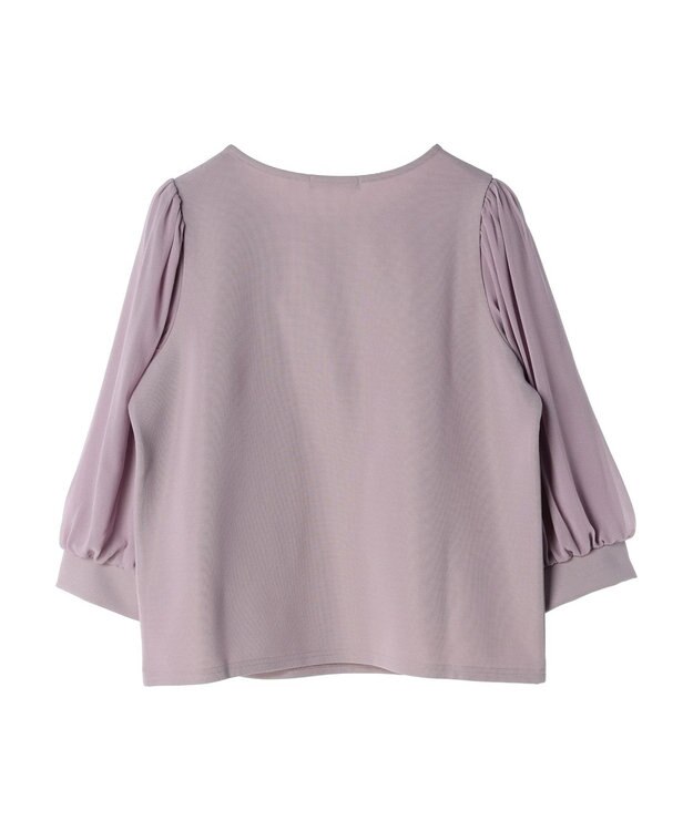 Green Parks 袖異素材使いリップルプルオーバー Purple