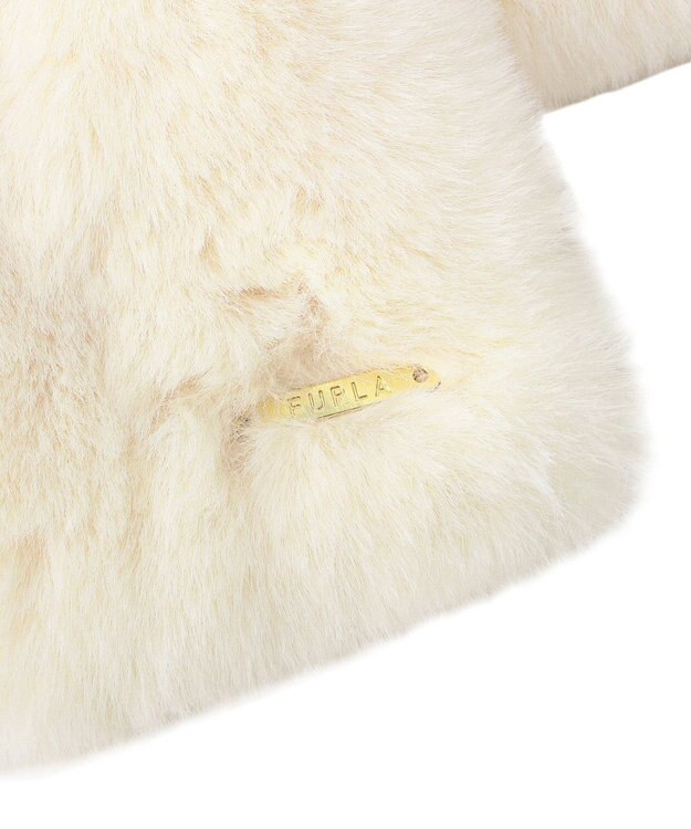 MOONBAT 【大人百花1月号掲載】FURLA フェイクファーマフラー ベルト差し込み ファーティペット ロゴプレート付 オフホワイト