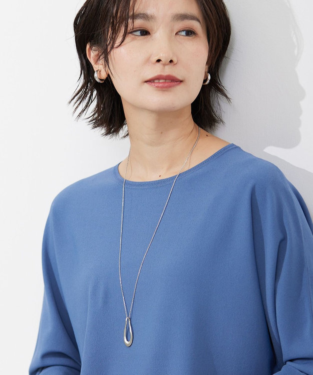 J.PRESS LADIES オーバルドロップ ネックレス シルバー系