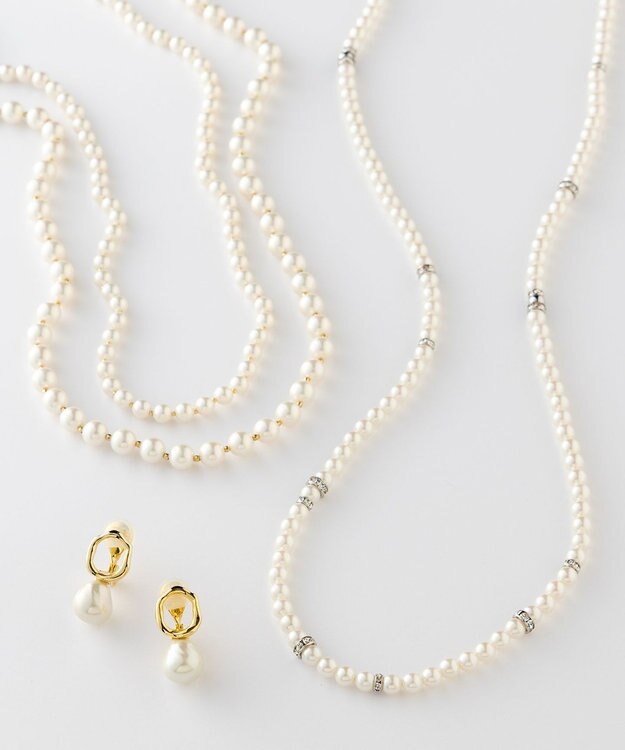 23区 パール ロンデル  ロング ネックレス シルバー系