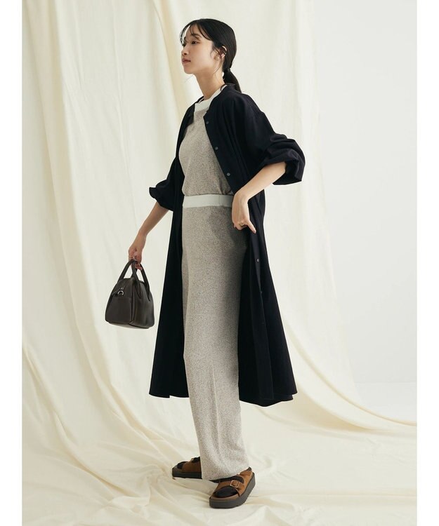 CRAFT STANDARD BOUTIQUE レーヨンデシンバンドカラーワンピース Black