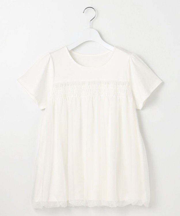 Feroux 【汗ジミが目立たない・洗える】バルーンチュール Tシャツ ホワイト系