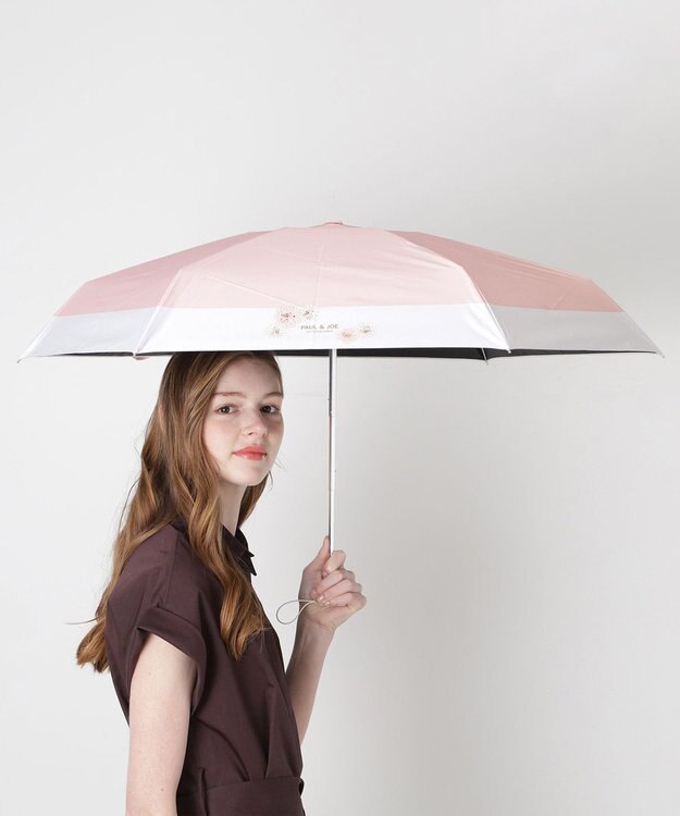 MOONBAT 【WEB限定/一級遮光99.99%】晴雨兼用折りたたみ日傘 ポール&ジョー(PAUL & JOE ACCESSOIRES)クリザンテーム/バイカラー 雨の日OK 遮熱 簡単開閉 UV 晴雨兼用 ピーチ