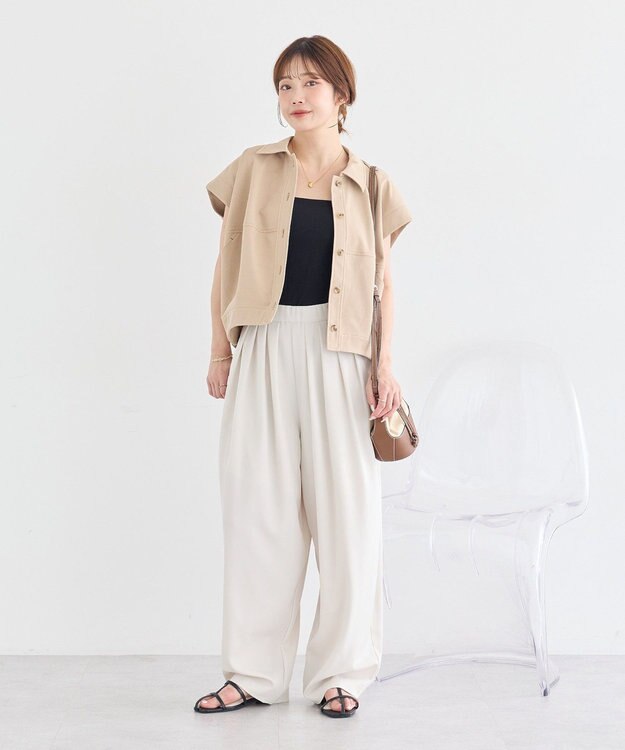 earth music&ecology コクーンフォルムシャツ Beige