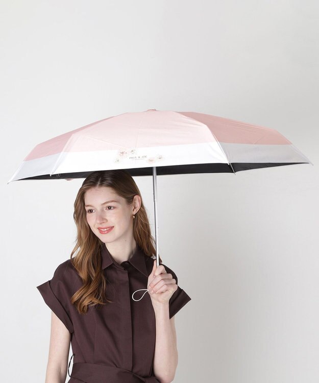 MOONBAT 【WEB限定/一級遮光99.99%】晴雨兼用折りたたみ日傘 ポール&ジョー(PAUL & JOE ACCESSOIRES)クリザンテーム/バイカラー 雨の日OK 遮熱 簡単開閉 UV 晴雨兼用 ピーチ