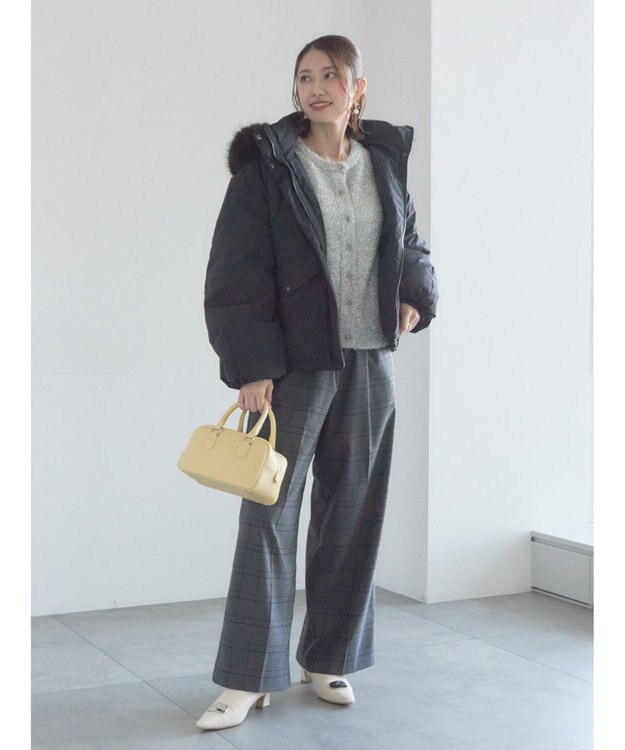 Te chichi グレンチェックスラックス ブラック