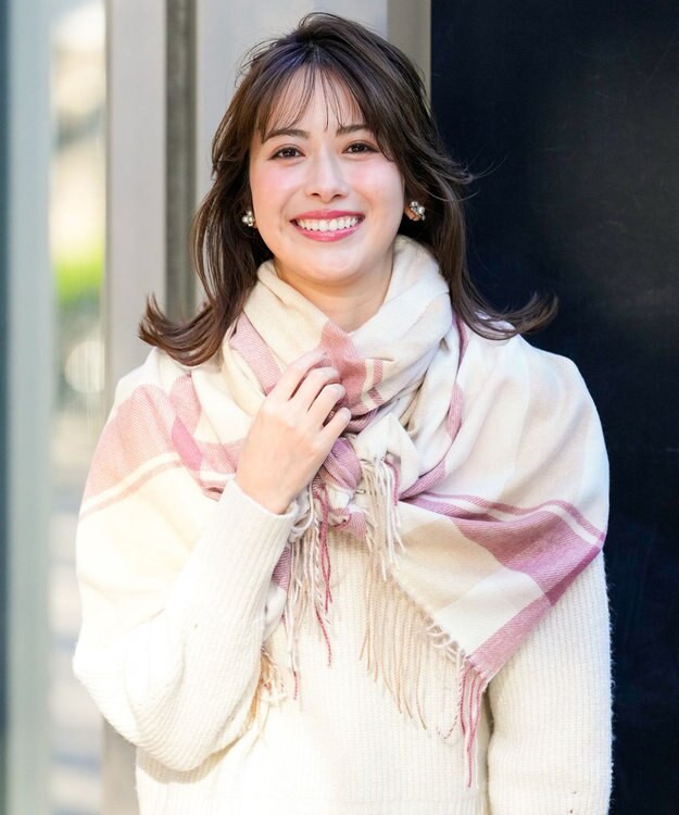 ANY SIS 【洗える】フワリーチェック ストール ピンク