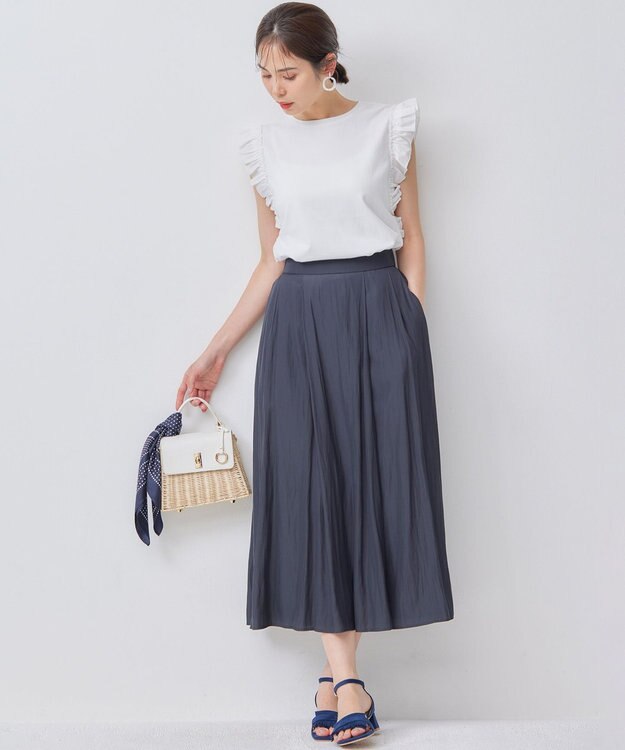 組曲 L Jazzy-Jersey フリル袖Ｔシャツ アイボリー系