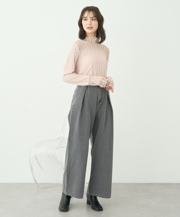 earth music&ecology あったかレースプルオーバー Light Pink