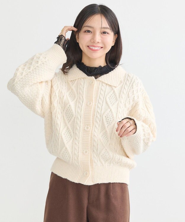 earth music&ecology あったかレースプルオーバー Black