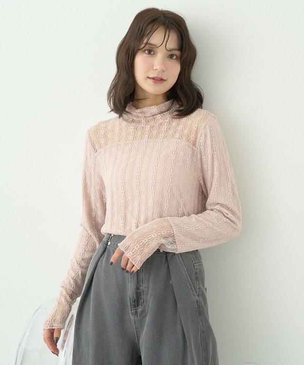 earth music&ecology あったかレースプルオーバー Light Pink