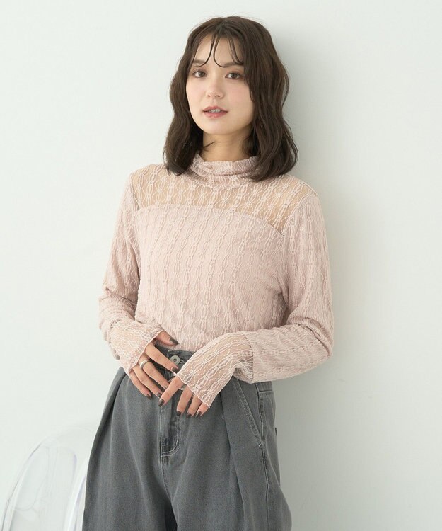earth music&ecology あったかレースプルオーバー Light Pink